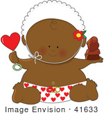#41633 Clip Art Graphic Of An African American Valentine’S Day Baby