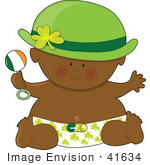 #41634 Clip Art Graphic Of An African American St Patrick’S Day Baby