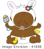 #41636 Clip Art Graphic Of An African American Easter Baby