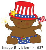 #41637 Clip Art Graphic Of An African American Fourth Of July Baby