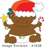#41638 Clip Art Graphic Of An African American Christmas Baby