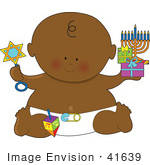 #41639 Clip Art Graphic Of An African American Hanukkah Baby