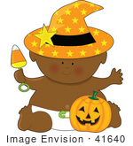 #41640 Clip Art Graphic Of An African American Halloween Baby