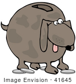 #41645 Clip Art Graphic Of A Brown Pooch Coin Bank