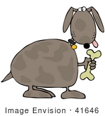 #41646 Clip Art Graphic Of A Brown Pooch With A Doggy Bone