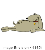 #41651 Clip Art Graphic Of A Brown Pooch Laying On Its Side