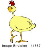 #41667 Clip Art Graphic Of A Goofy Yellow Bird Walking