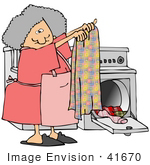#41670 Clip Art Graphic Of A Caucasian Woman Doing Laundry