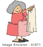 #41671 Clip Art Graphic Of A Caucasian Woman In Pink Holding Up A Towel