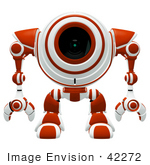 #42272 Clip Art Graphic Of A Red Futuristic Cam Facing Front