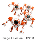 #42283 Clip Art Graphic Of Alert Orange Cams Marching Forward