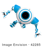 #42285 Clip Art Graphic Of A Focused Blue Cam Marching Forward