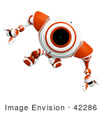 #42286 Clip Art Graphic Of A Focused Orange Cam Marching Forward