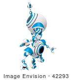 #42293 Clip Art Graphic Of A Blue Cam Climbing Up On The Back Of Another