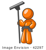 #42297 Clip Art Graphic Of A Window Cleaner Orange Guy