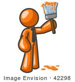 #42298 Clip Art Graphic Of A Painting Orange Guy