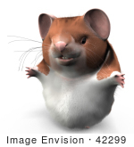 #42299 Clip Art Graphic Of A Chubby 3d Hamster