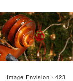 #423 Photo Of A Decorated Christmas Tree And Viola Scroll