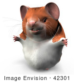 #42301 Clip Art Graphic Of A Happy 3d Hamster