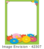 #42307 Clip Art Graphic of a Colorful Daisy Flower Stationery Border by Maria Bell