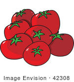 #42308 Clip Art Graphic Of A Group Of Tomatoes