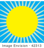 #42313 Clip Art Graphic Of A Bright Shining Sun Against Blue