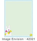 #42321 Clip Art Graphic of a Bunny Rabbit Easter Border by Maria Bell