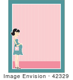#42329 Clip Art Graphic of a Pregnant Woman Border by Maria Bell