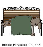 #42346 Clip Art Graphic Of A Dog Sleeping On A Bench