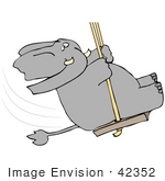 #42352 Clip Art Graphic Of An Elephant Swinging