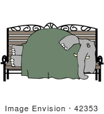 #42353 Clip Art Graphic Of An Elephant Sleeping On A Bench