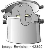 #42355 Clip Art Graphic Of An Elephant In A Pot