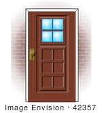#42357 Clip Art Graphic Of A Brick Home&Rsquo;S Door