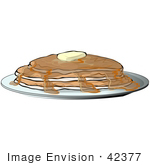 #42377 Clip Art Graphic Of Pancakes With Butter And Syrup