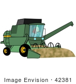 #42381 Clip Art Graphic Of A Farmer Driving A Harvester