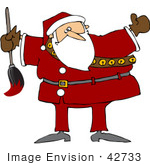 #42733 Royalty-Free (Rf) Clipart Illustration Of A Chubby Santa Holding A Paint Brush