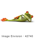 #42740 Royalty-Free Clipart Illustration of a Relaxed 3d Red-Eyed Tree Frog With Big Red Eyes Reclining by Julos
