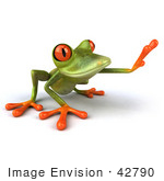 #42790 Royalty-Free (Rf) Clipart Illustration Of A 3d Red Eyed Tree Frog Reaching - Pose 2