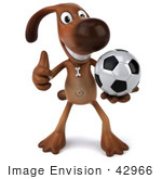 #42966 Royalty-Free (Rf) Clipart Illustration Of A 3d Brown Dog Mascot Playing Soccer - Pose 1