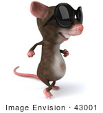 #43001 Royalty-Free (Rf) Cartoon Clipart Illustration Of A 3d Mouse Mascot Wearing Shades - Pose 2