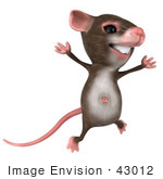 #43012 Royalty-Free (Rf) Cartoon Clipart Illustration Of A 3d Mouse Mascot Jumping
