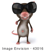 #43016 Royalty-Free (Rf) Cartoon Clipart Illustration Of A 3d Mouse Mascot Wearing Shades - Pose 1
