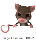 #43022 Royalty-Free (Rf) Cartoon Clipart Illustration Of A 3d Mouse Mascot Holding A Blank Sign