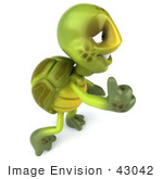 #43042 Royalty-Free (Rf) Cartoon Clipart Of A 3d Turtle Mascot Facing Right And Giving The Thumbs Up