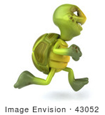 #43052 Royalty-Free (Rf) Cartoon Clipart Of A 3d Turtle Mascot Running Right