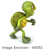 #43053 Royalty-Free (RF) Cartoon Clipart of a 3d Turtle Mascot Walking and Looking Away - Version 1 by Julos