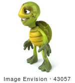 #43057 Royalty-Free (Rf) Cartoon Clipart Of A 3d Turtle Mascot Standing And Looking Left