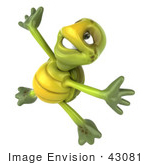 #43081 Royalty-Free (Rf) Cartoon Clipart Of A 3d Turtle Mascot Doing A Happy Dance - Version 3