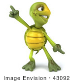 #43092 Royalty-Free (Rf) Cartoon Clipart Of A 3d Turtle Mascot Doing A Happy Dance - Version 1