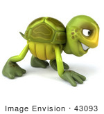 #43093 Royalty-Free (Rf) Cartoon Clipart Of A 3d Turtle Mascot Slowly Walking On All Fours - Version 3